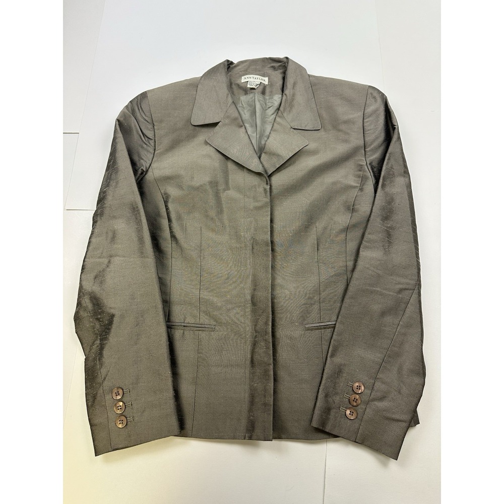 Ann Taylor Vintage 100% Silk Jacket Blazer Women's Size 6 Gray